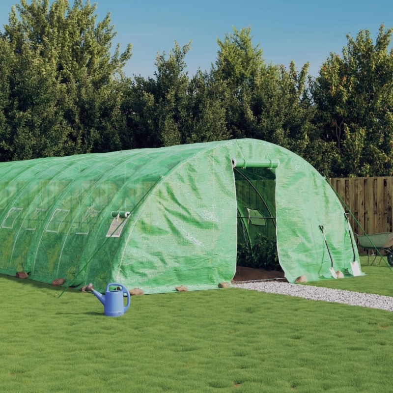 Serra con Telaio in Acciaio Verde 110 m² 22x5x2,3 m Serra con Telaio in Acciaio Verde 110 m² 22x5x2,3 m