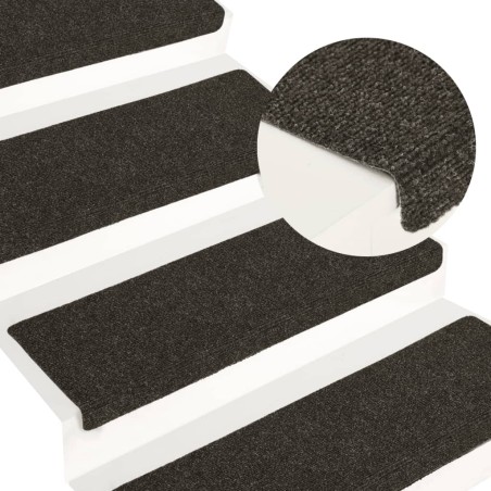 vidaXL Tappetini per Scale Tessuto Agugliato 15 pz 65x21x4cm Antracite