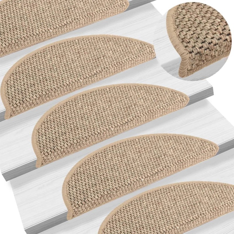 Tappeti Adesivi Scale Aspetto Sisal 15 pz 56x17x3cm Beige Scuro Tappeti Adesivi Scale Aspetto Sisal 15 pz 56x17x3cm Beige Scuro