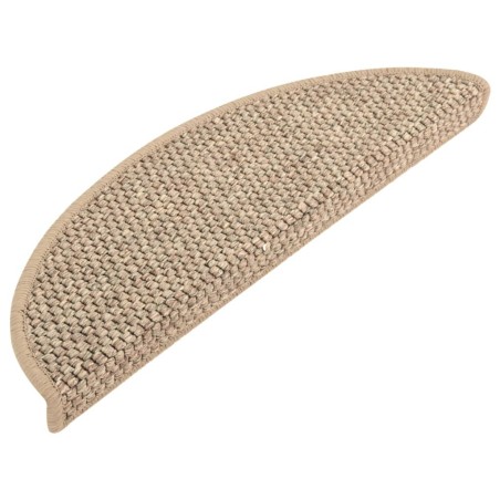 Tappeti Adesivi Scale Aspetto Sisal 15 pz 56x17x3cm Beige Scuro
