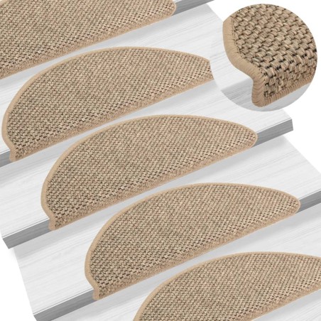 vidaXL Tappeti Adesivi Scale Aspetto Sisal 15 pz 65x21x4cm Beige Scuro