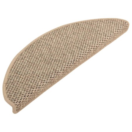 vidaXL Tappeti Adesivi Scale Aspetto Sisal 15 pz 65x21x4cm Beige Scuro