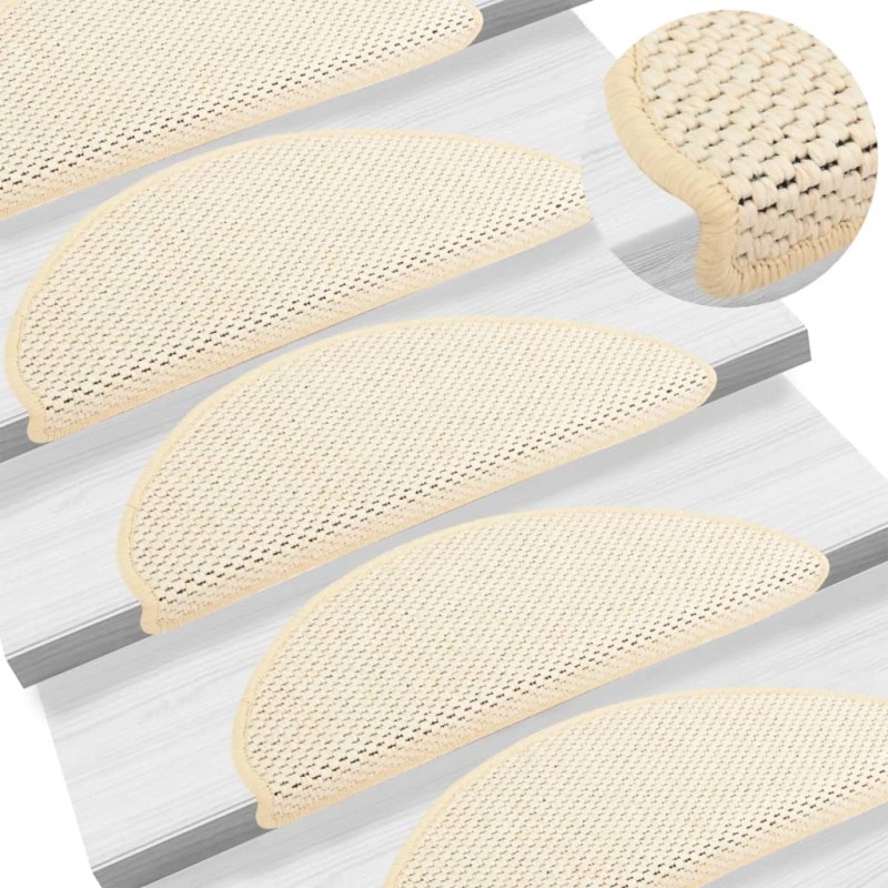 Tappeti Autoadesivi Scale Aspetto Sisal 15 pz 65x21x4 cm Crema Tappeti Autoadesivi Scale Aspetto Sisal 15 pz 65x21x4 cm Crema