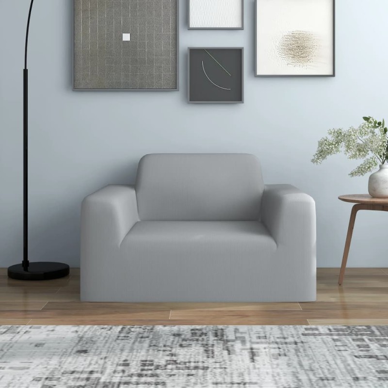 Fodera Elasticizzata per Divano in Jersey di Poliestere Grigio Fodera Elasticizzata per Divano in Jersey di Poliestere Grigio