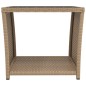 Tavolino con Piano Vetro Beige in Polyrattan e Vetro Temperato Tavolino con Piano Vetro Beige in Polyrattan e Vetro Temperato