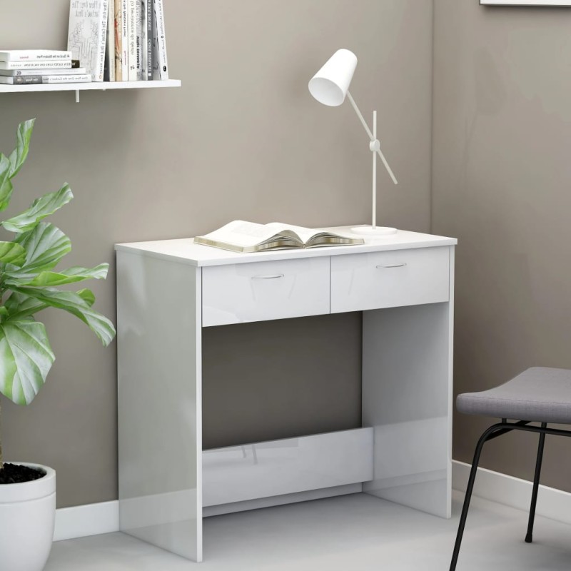 Scrivania Bianco Lucido 80x40x75 cm in Truciolato Scrivania Bianco Lucido 80x40x75 cm in Truciolato