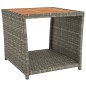 Tavolino con Piano Legno Grigio Polyrattan e Massello Acacia Tavolino con Piano Legno Grigio Polyrattan e Massello Acacia
