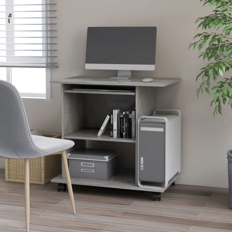 Scrivania per Computer Grigio Cemento 80x50x75 cm in Truciolato