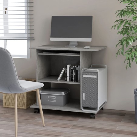 Scrivania per Computer Grigio Cemento 80x50x75 cm in Truciolato