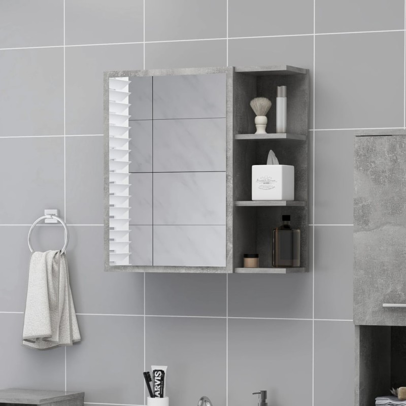 Armadietto a Specchio Grigio Cemento 62,5x20,5x64 cm Truciolato Armadietto a Specchio Grigio Cemento 62,5x20,5x64 cm Truciolato