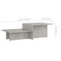 Tavolino Salotto Grigio Cemento 111,5x50x33cm Legno Multistrato Tavolino Salotto Grigio Cemento 111,5x50x33cm Legno Multistrato