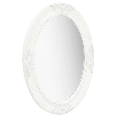 Specchio da Parete Stile Barocco 50x70 cm Bianco