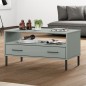 Tavolino Gambe Metallo Grigio 85x50x45 cm Legno Massello OSLO Tavolino Gambe Metallo Grigio 85x50x45 cm Legno Massello OSLO