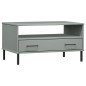 Tavolino Gambe Metallo Grigio 85x50x45 cm Legno Massello OSLO Tavolino Gambe Metallo Grigio 85x50x45 cm Legno Massello OSLO