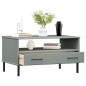Tavolino Gambe Metallo Grigio 85x50x45 cm Legno Massello OSLO Tavolino Gambe Metallo Grigio 85x50x45 cm Legno Massello OSLO