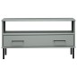 Tavolino Gambe Metallo Grigio 85x50x45 cm Legno Massello OSLO Tavolino Gambe Metallo Grigio 85x50x45 cm Legno Massello OSLO