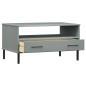 Tavolino Gambe Metallo Grigio 85x50x45 cm Legno Massello OSLO Tavolino Gambe Metallo Grigio 85x50x45 cm Legno Massello OSLO