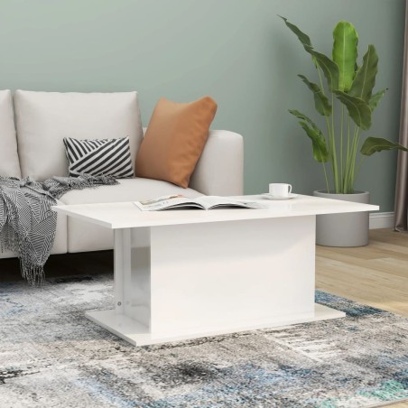 vidaXL Tavolino da Salotto Bianco Lucido 102x55,5x40 cm in Truciolato