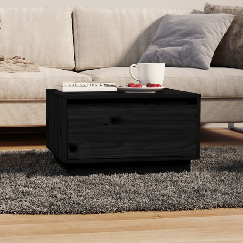 Tavolino da Salotto Nero 55x56x32 cm Legno Massello di Pino Tavolino da Salotto Nero 55x56x32 cm Legno Massello di Pino