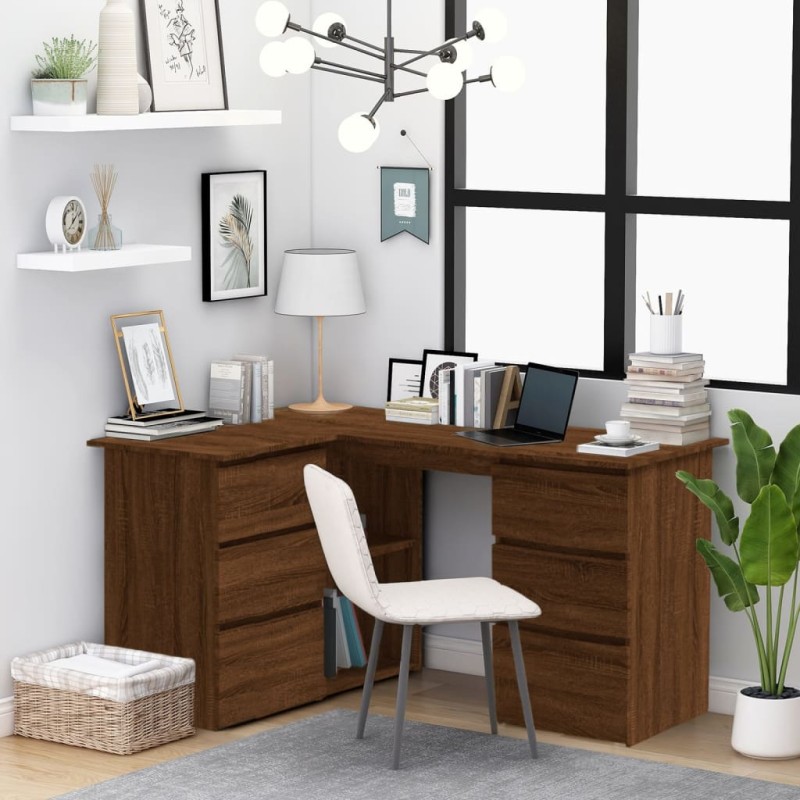 Scrivania Angolo Rovere Marrone 145x100x76 cm Legno Multistrato Scrivania Angolo Rovere Marrone 145x100x76 cm Legno Multistrato