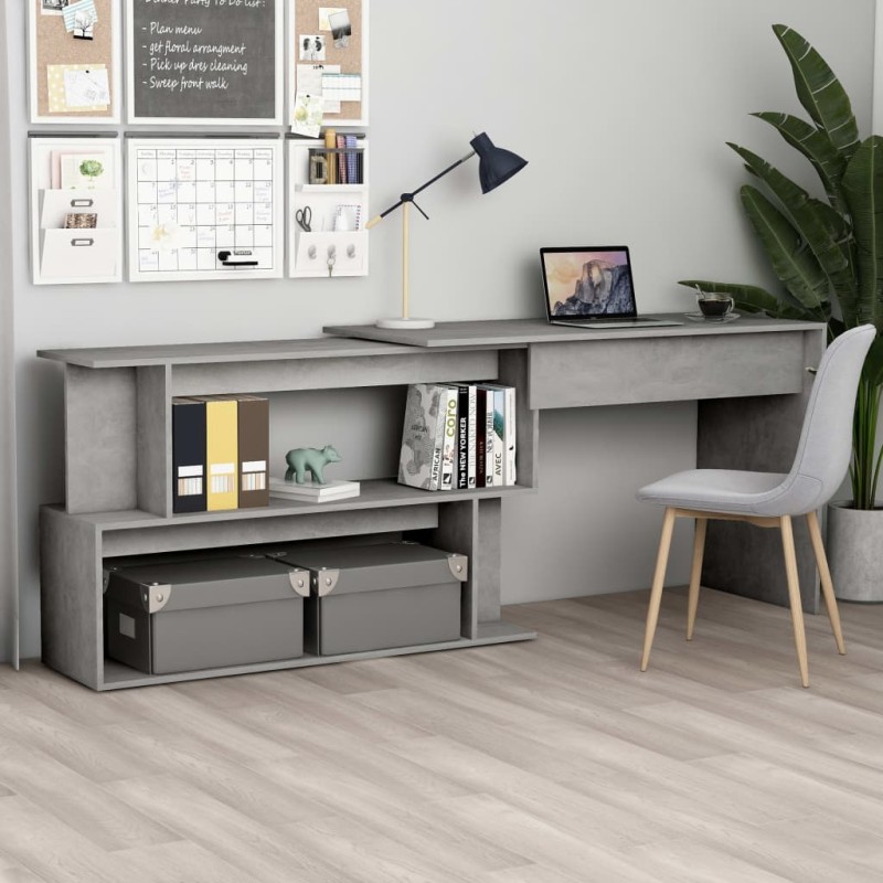 Scrivania ad Angolo Grigio Cemento 200x50x76 cm in Truciolare Scrivania ad Angolo Grigio Cemento 200x50x76 cm in Truciolare