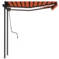 vidaXL Tenda Automatica con Sensore Vento LED 3x2,5 m Arancio Marrone