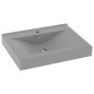 Lavabo con Foro Rubinetto Grigio Chiaro Opaco 60x46 cm Ceramica Lavabo con Foro Rubinetto Grigio Chiaro Opaco 60x46 cm Ceramica