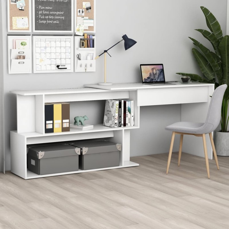 Scrivania ad Angolo Bianca 200x50x76 cm in Legno Multistrato Scrivania ad Angolo Bianca 200x50x76 cm in Legno Multistrato
