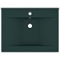 Lavabo con Foro Rubinetto Verde Scuro Opaco 60x46cm in Ceramica