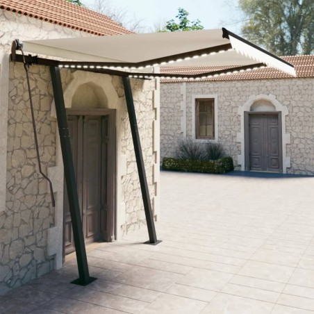 Tenda da Sole Automatica con Sensore Vento e LED 3x2,5cm Crema