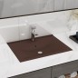 Lavabo con Foro Rubinetto Marrone Scuro Opaco 60x46cm Ceramica Lavabo con Foro Rubinetto Marrone Scuro Opaco 60x46cm Ceramica