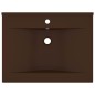 Lavabo con Foro Rubinetto Marrone Scuro Opaco 60x46cm Ceramica Lavabo con Foro Rubinetto Marrone Scuro Opaco 60x46cm Ceramica