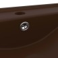 Lavabo con Foro Rubinetto Marrone Scuro Opaco 60x46cm Ceramica Lavabo con Foro Rubinetto Marrone Scuro Opaco 60x46cm Ceramica