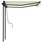 Tenda da Sole Automatica con Sensore Vento e LED 3x2,5cm Crema Tenda da Sole Automatica con Sensore Vento e LED 3x2,5cm Crema