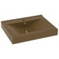 Lavandino con Foro Rubinetto Crema Opaco 60x46 cm in Ceramica Lavandino con Foro Rubinetto Crema Opaco 60x46 cm in Ceramica