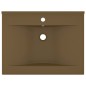 Lavandino con Foro Rubinetto Crema Opaco 60x46 cm in Ceramica Lavandino con Foro Rubinetto Crema Opaco 60x46 cm in Ceramica
