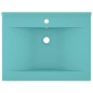 Lavabo con Foro Rubinetto Verde Chiaro Opaco 60x46 cm Ceramica