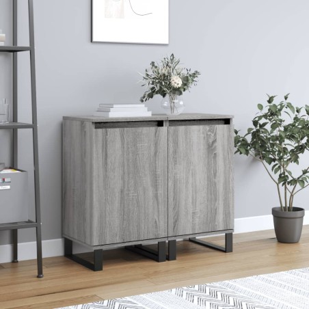 Credenze 2 pz Grigio Sonoma 40x35x70 cm in Legno Multistrato
