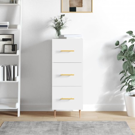 Credenza Bianco Lucido 34,5x34x90 cm in Legno Multistrato