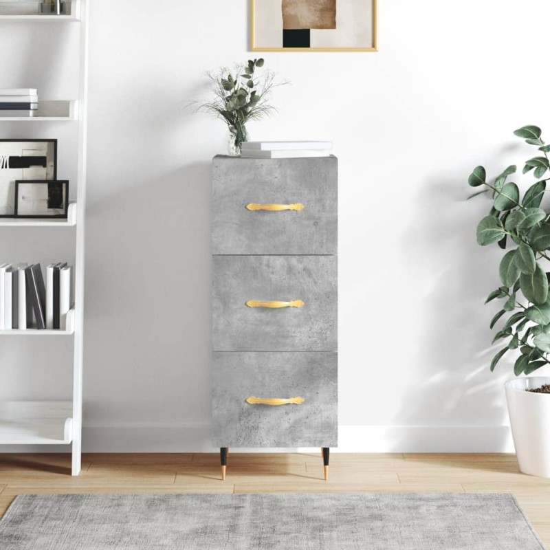 Credenza Grigio Cemento 34,5x34x90 cm in Legno Multistrato Credenza Grigio Cemento 34,5x34x90 cm in Legno Multistrato
