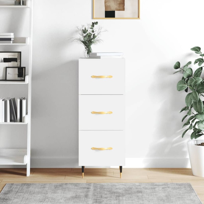 Credenza Bianca 34,5x34x90 cm in Legno Multistrato Credenza Bianca 34,5x34x90 cm in Legno Multistrato