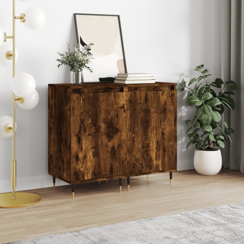 Credenze 2 pz Rovere Fumo 40x35x70 cm in Legno Multistrato Credenze 2 pz Rovere Fumo 40x35x70 cm in Legno Multistrato