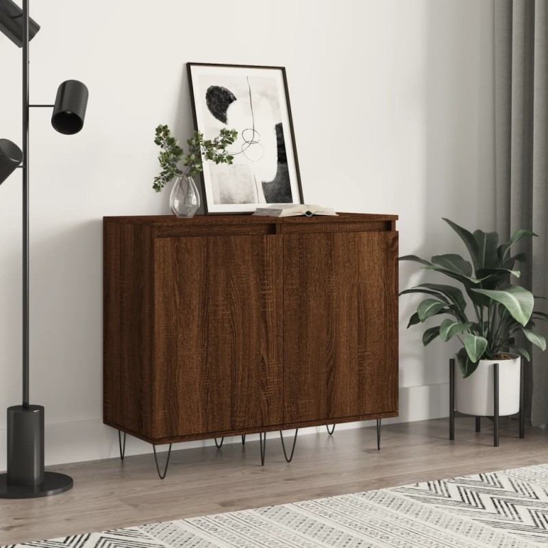 Credenze 2 pz Rovere Marrone 40x35x70 cm in Legno Multistrato Credenze 2 pz Rovere Marrone 40x35x70 cm in Legno Multistrato