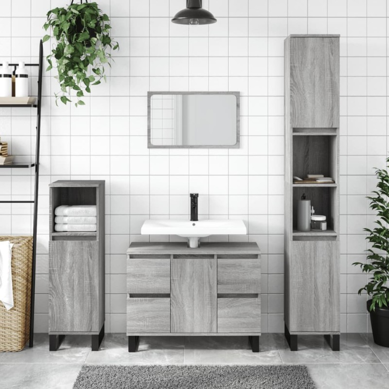 vidaXL Armadietto Bagno Grigio Sonoma 30x30x100cm in Legno Multistrato vidaXL Armadietto Bagno Grigio Sonoma 30x30x100cm in Legno Multistrato
