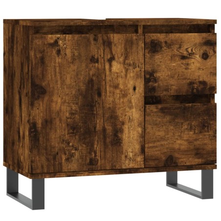 Armadietto Bagno Rovere Fumo 65x33x60 cm in Legno Multistrato