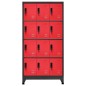 Armadietto con Serratura Antracite e Rosso 90x45x180cm Acciaio Armadietto con Serratura Antracite e Rosso 90x45x180cm Acciaio