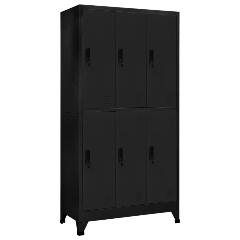 Armadietto con Serratura Nero 90x45x180 cm in Acciaio Armadietto con Serratura Nero 90x45x180 cm in Acciaio