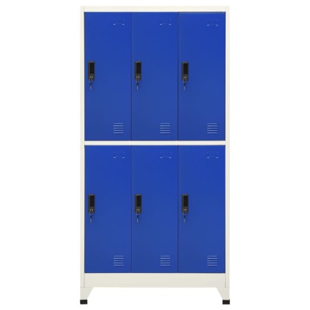 Armadietto con Serratura Grigio e Blu 90x45x180 cm in Acciaio