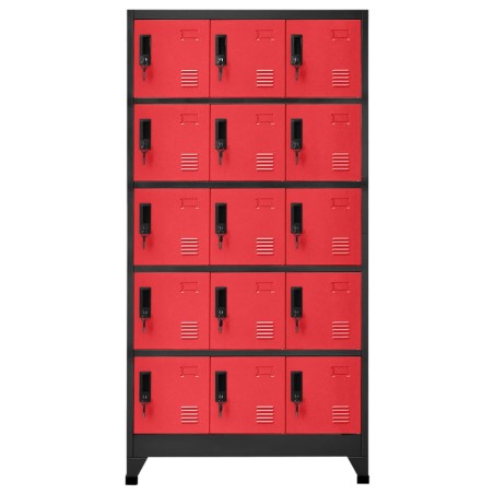 Armadietto con Serratura Antracite e Rosso 90x40x180cm Acciaio