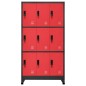 Armadietto con Serratura Antracite e Rosso 90x45x180cm Acciaio Armadietto con Serratura Antracite e Rosso 90x45x180cm Acciaio